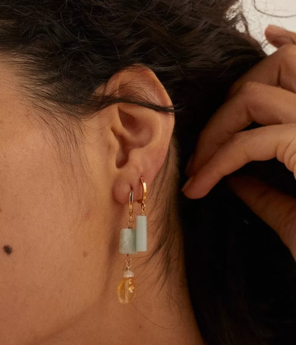 Mini-Hoops | Lou Yetu Earring Samy - Unit Turquoise Blue Amazonite